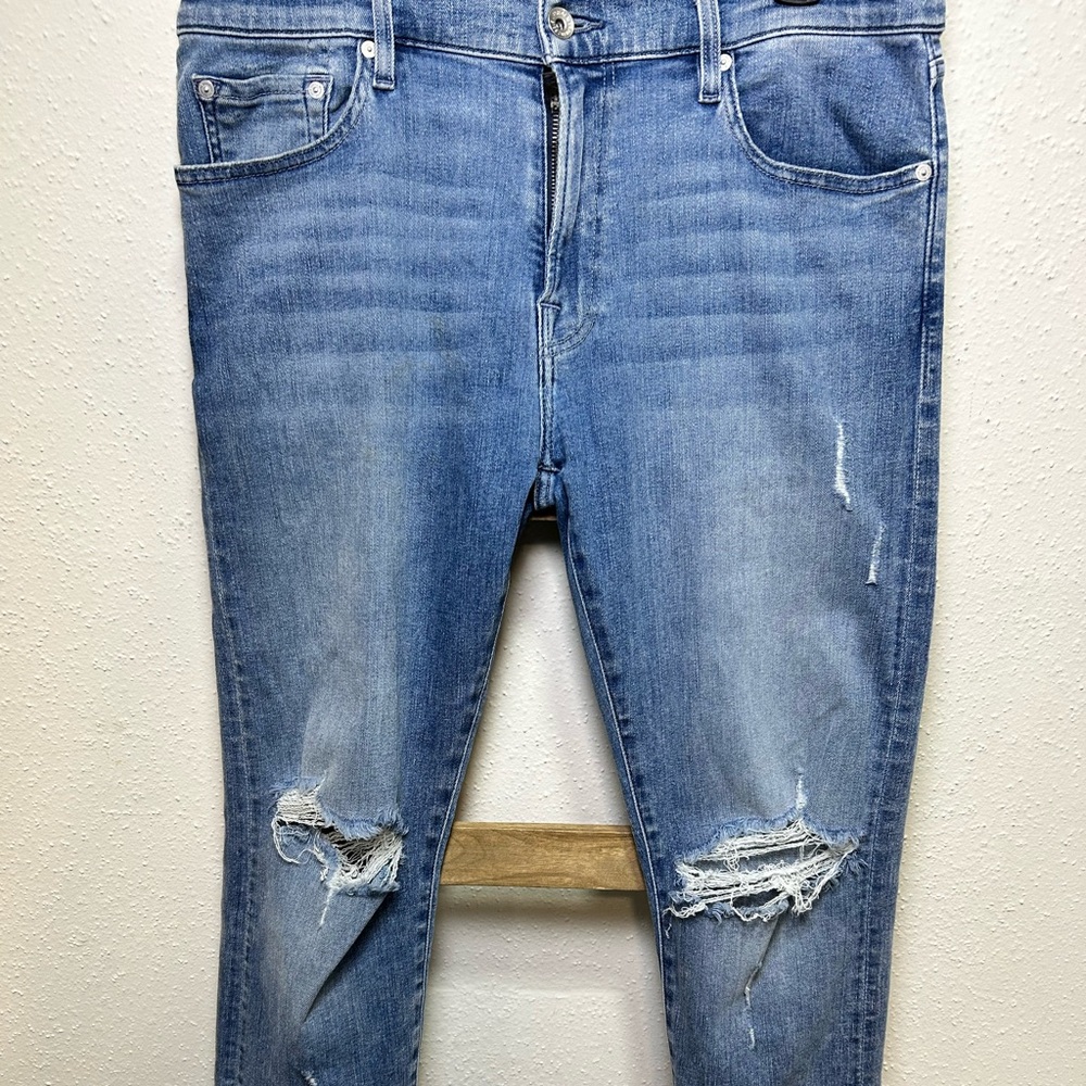 7 For All Mankind Light Blue Distressed Skinny Jeans